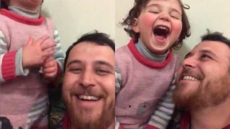 Cada vez que una bomba cae en Siria este padre transforma el miedo en un juego para hacer reír a su hija de tres años