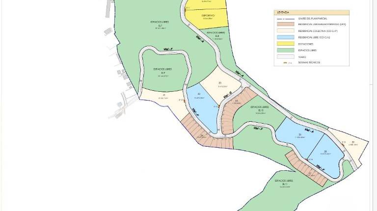 <i>Plano del Plan Parcial para desarrollo vivienda en Cerro Moreno, entre Puente Tablas y Cerro Molina. / Ayuntamiento de Jaén.</i>
