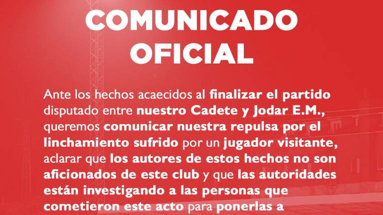 Paliza a un cadete de la Escuela Municipal de Jódar tras un partido en Baeza