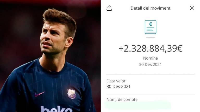 Piqué desvela su nómina al subir una foto de su aplicación bancaria