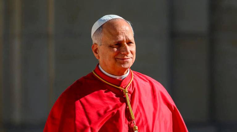 <i>El Papa León XIV durante su visita de cuatro días a Francia.</i>