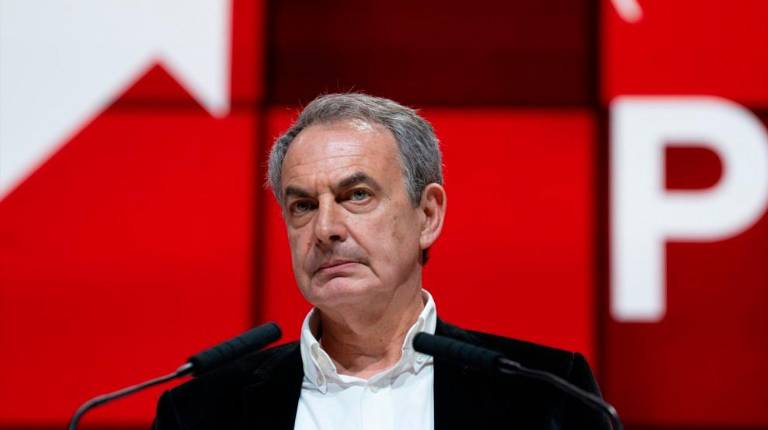 <i>El expresidente del Gobierno José Luis Rodríguez Zapatero, durante la apertura del 15 Congreso del PSC, en el Palau de Congressos de Catalunya, a 15 de marzo de 2024, en Barcelona. / David Zorrakino / Europa Press.</i>