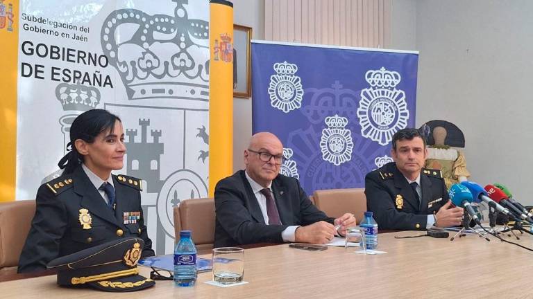 Layla Dris Hach-Mohamed, Manuel Fernández y José Antonio De la Paz durante la rueda de prensa. / Subdelegación del Gobierno.
