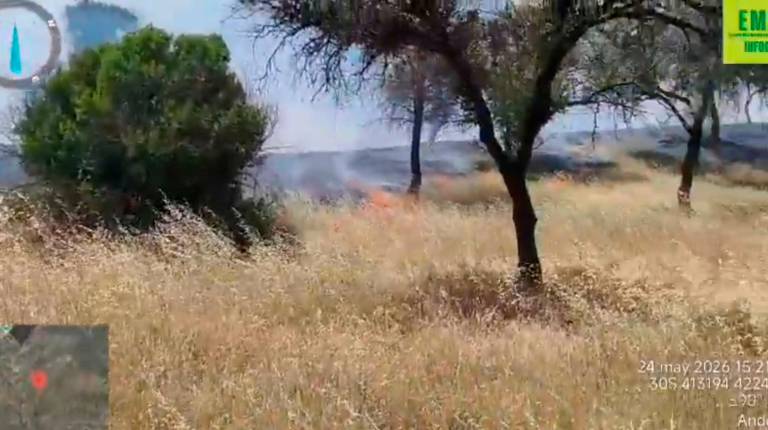 <i>Captura del vídeo compartido por Infoca del incendio forestal en Andújar. / Plan Infoca. </i>
