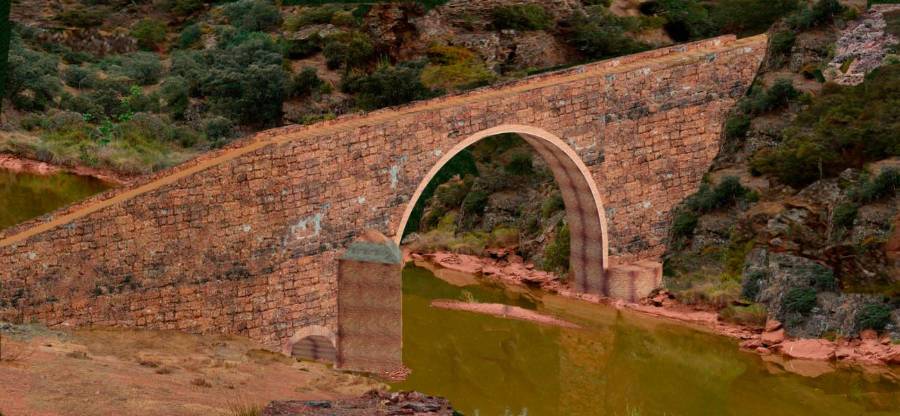 <i>Vista “virtual” del puente aguas arriba (M.Mesa).</i>