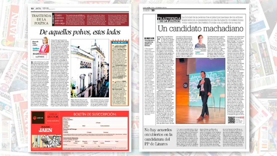 <i>Un década: a la izquierda, primera Trastienda de Manuela Rosa; a la derecha, la última publicada el pasado lunes.</i>