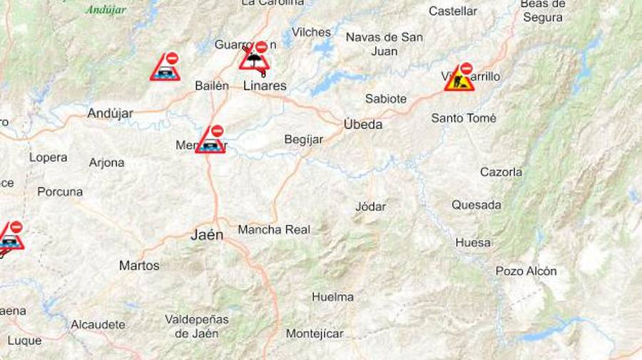 $!<i>Mapa de incidencias a 18 de abril de 2026. / DGT.</i>