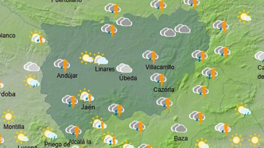 $!<i>Mapa de previsiones meteorológicas para hoy, viernes 13. / Aemet.</i>