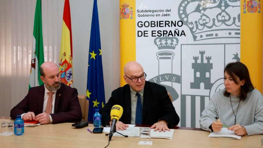 <i>El subdelegado del Gobierno en Jaén, Manuel Fernández, informa de la aprobación por el Consejo de Ministros de un Real Decreto-Ley por el que se adoptan medidas urgentes. / Subdelegación del Gobierno.</i>