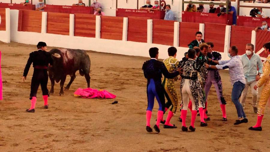 Javier Cortés sufre una cogida en el Coso de Santa Margarita