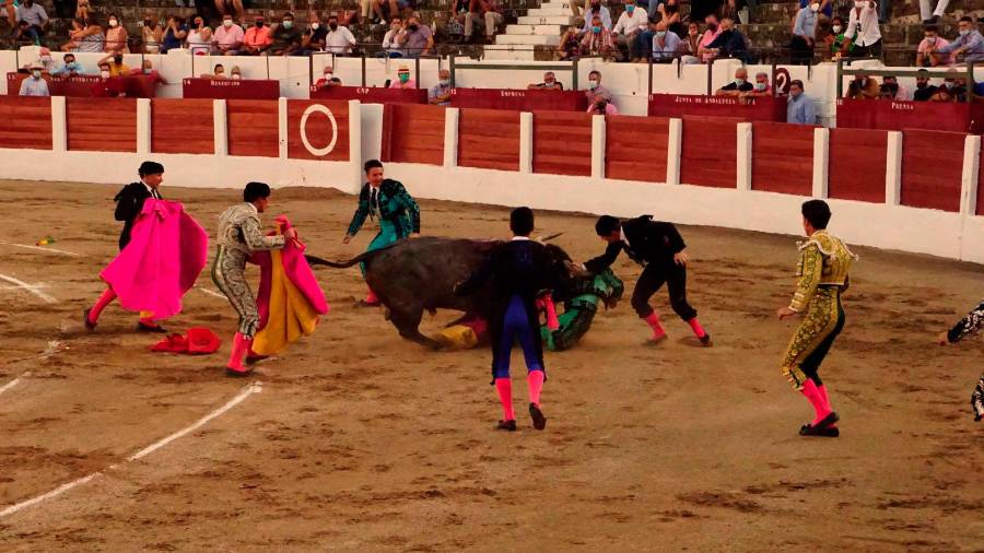 Javier Cortés sufre una cogida en el Coso de Santa Margarita