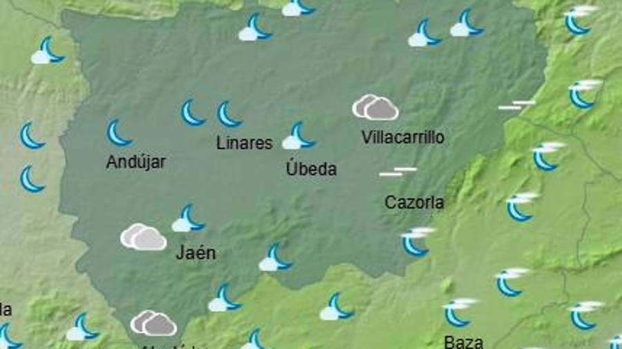 <i>Mapa de previsiones de la Aemet a las 20 horas. / Aemet.</i>