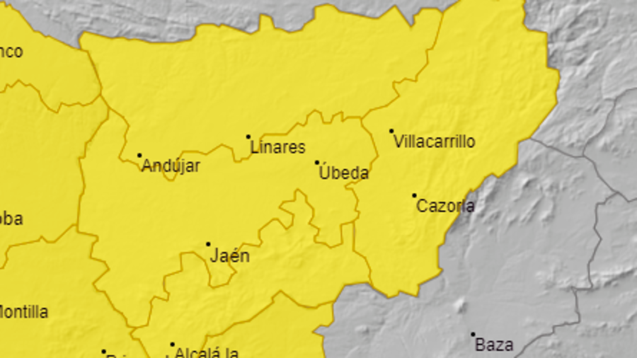 <i>Mapa de avisos meterológicos de la Aemet.</i>