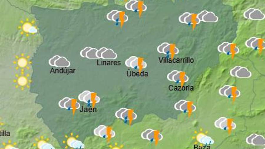 <i>Previsión de la Aemet a las 19:00 horas.</i>