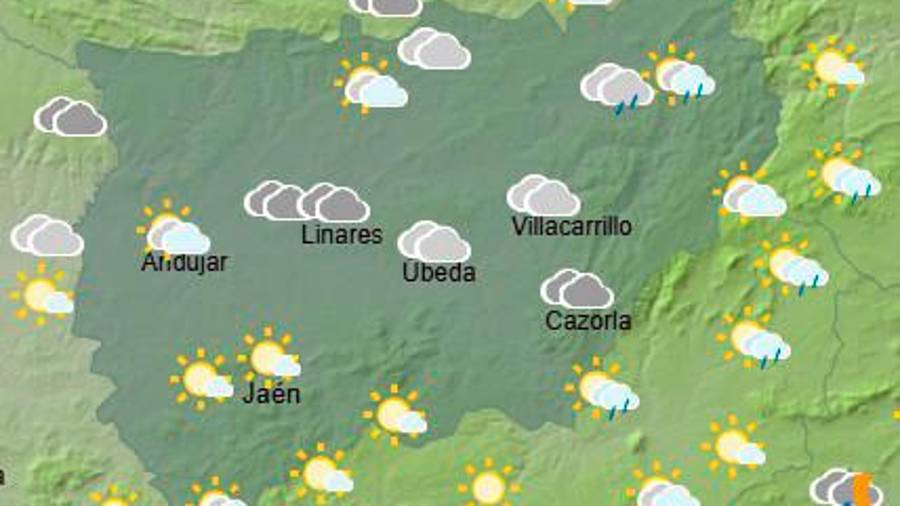 <i>Previsión meteorológica de la Aemet a las 17:00 horas.</i>