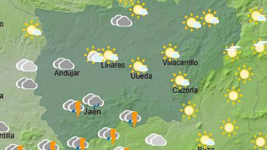 <i>Previsión de la Aemet el viernes 10 de abril a las 14 horas.</i>