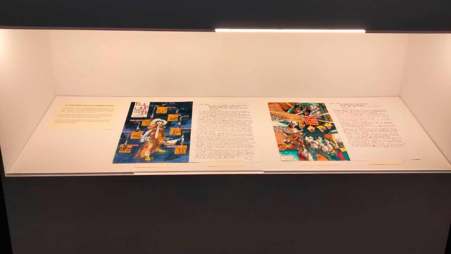 <i>Dos de las láminas preparadas en las vitrinas de la Sala Capitular.</i>