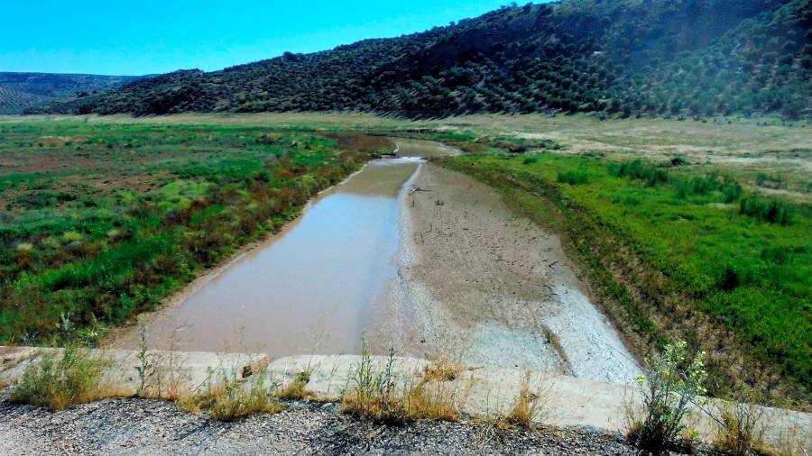 <i>Desde el tablero del puente Ariza se observa el barrizal existente en la ribera del río.</i>