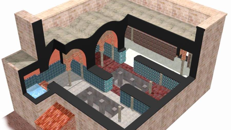 <i>Recreación en 3D del “Baño Moro” en Segura de la Sierra.</i>
