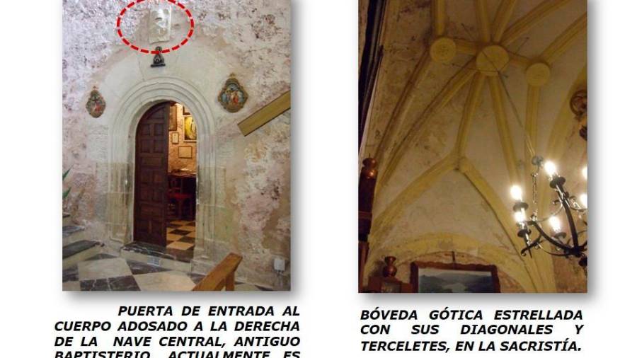 <i>Puerta de acceso y bóveda de la sacristía.</i>