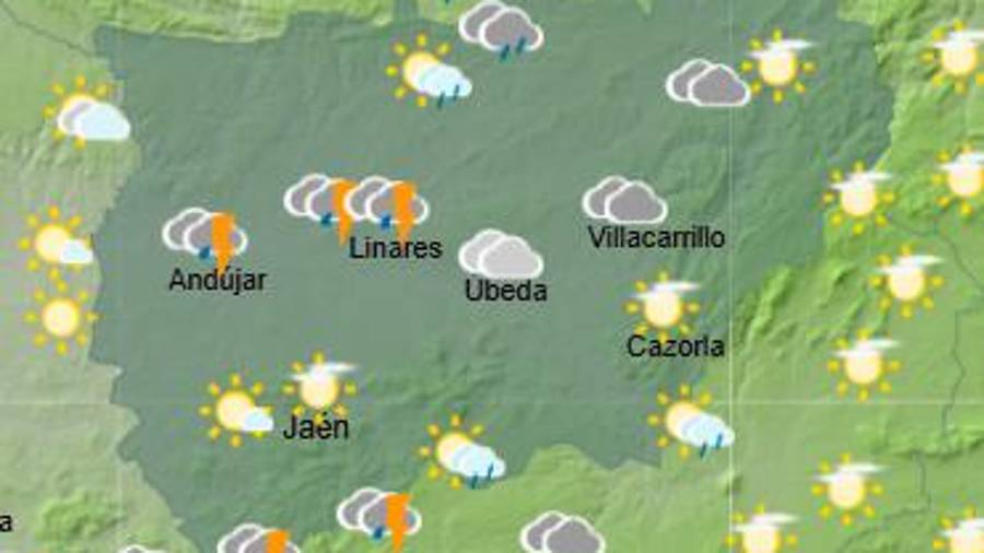 <i>Previsión de la AEMET a las 17:00 horas.</i>