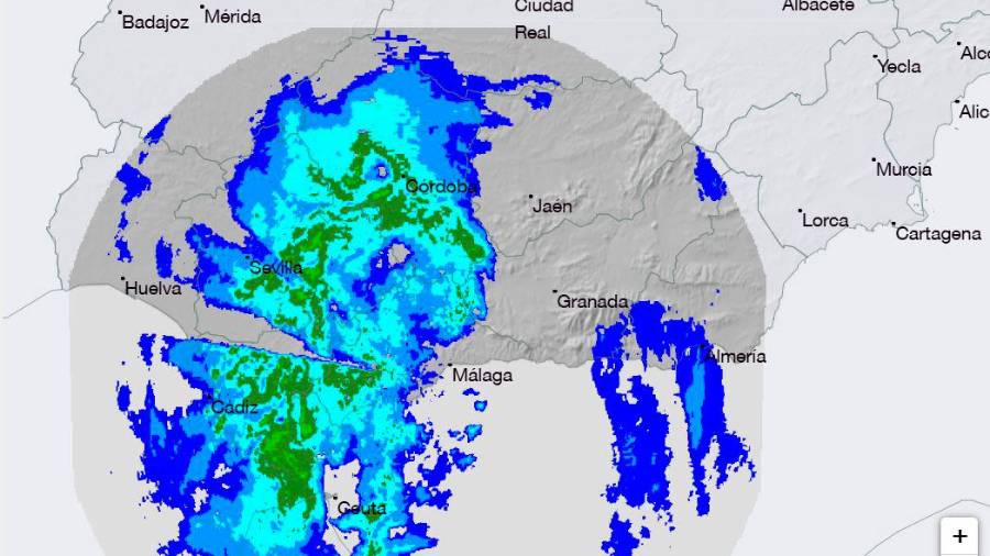 $!<i>Radar de precipitaciones de la Aemet, actualizado a las 20:20 horas de este jueves. / Aemet.</i>