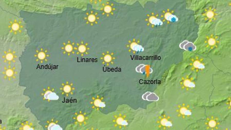 <i>Mapa de previsiones de Aemet en la provincia a las 10 horas.</i>