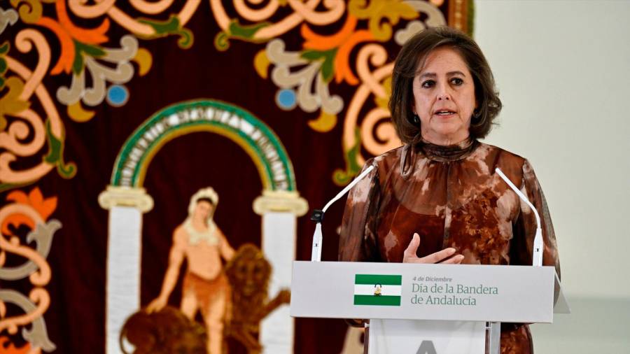 $!<i>La consejera de Sostenibilidad y Medio Ambiente de la Junta de Andalucía, Catalina García, en el acto del Día de la Bandera de Andalucía. / Juan de Dios Ortiz / Europa Press.</i>