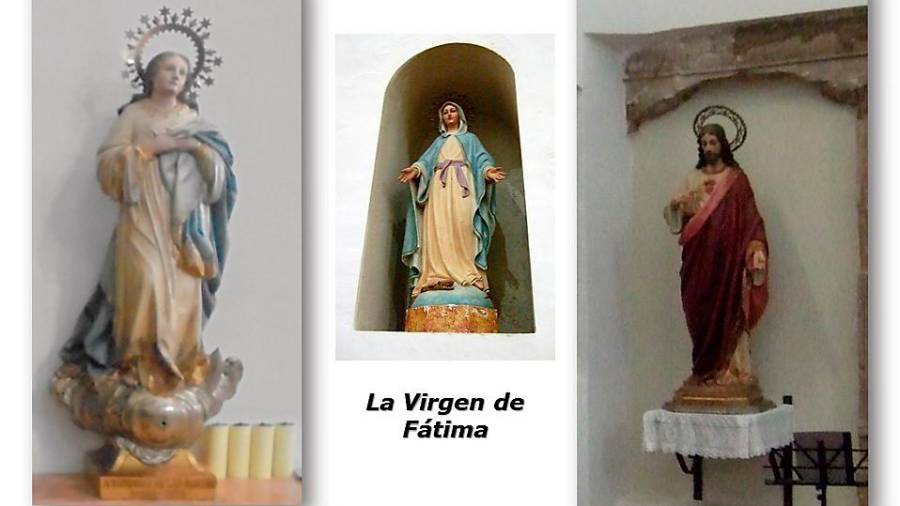 <i>La Purísima, la Virgen de Fátima, y el Sagrado Corazón. </i>