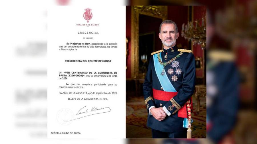 $!<i>Aceptación de S.M el Rey Felipe VI de la Presidencia del Comité de Honor. / Ayuntamiento de Baeza.</i>