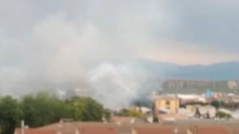 Incendio de pastos en el parador abandonado en Bailén