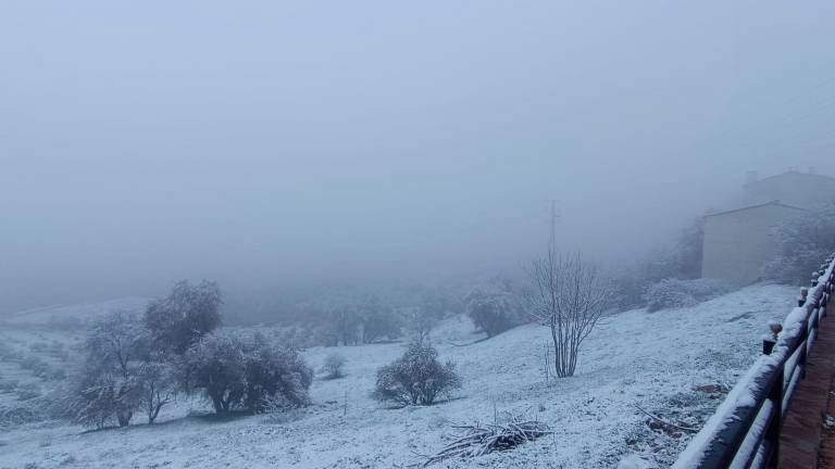Las sierras de Jaén amanecen teñidas de blanco