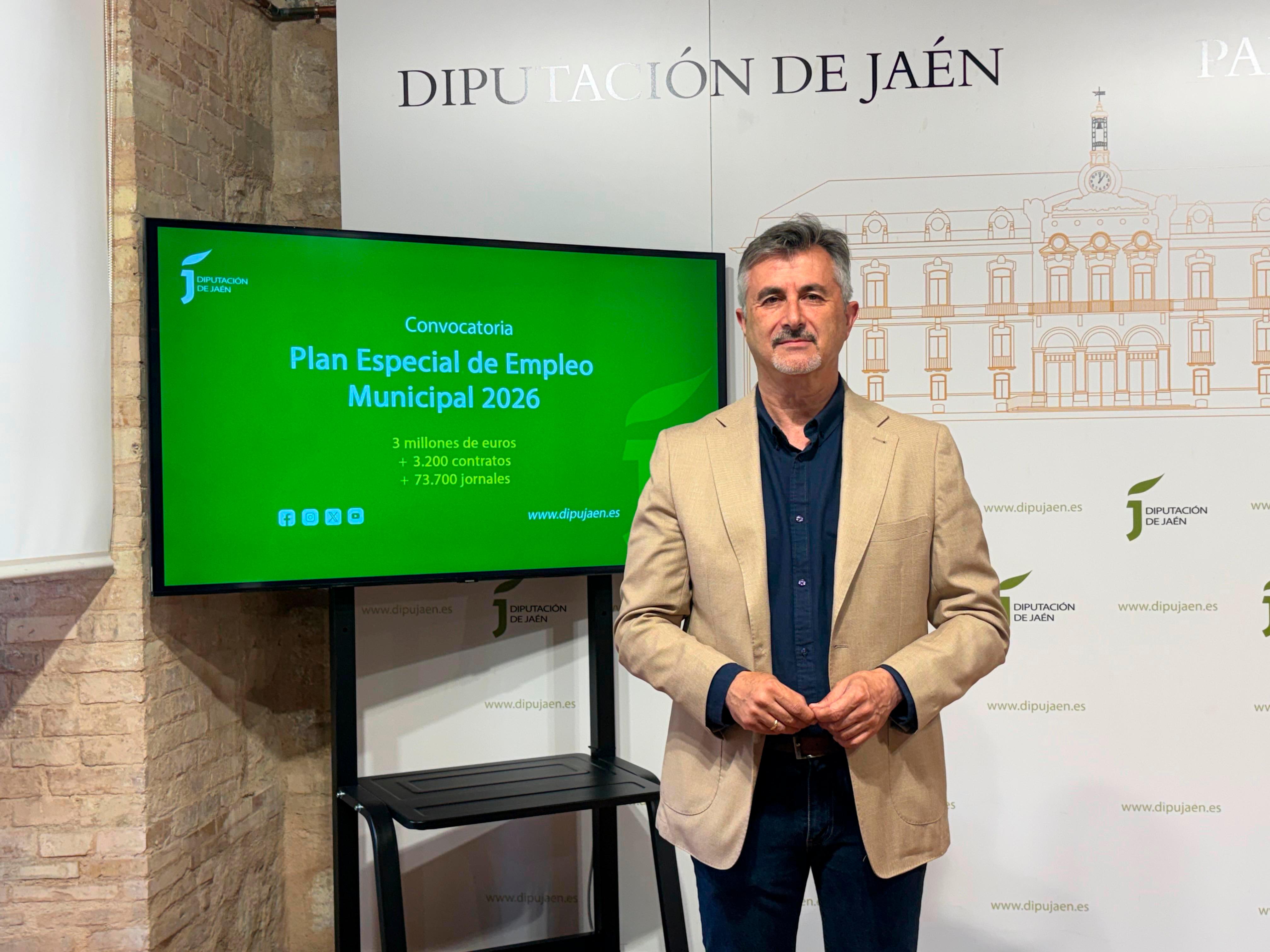 El Plan de Empleo de la Diputación de Jaén superará los tres millones y prevé generar 73.700 jornales