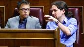 enfrentamiento. Pablo Iglesias e Íñigo Errejón durante una sesión en el Congreso de los Diputados.