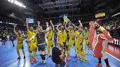 ÉXITO. Los jugadores del Jaén Paraíso Interior FS celebran el título de campeones de la Copa de España. (Agustín Muñoz) 