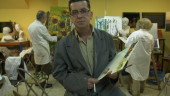 David Padilla, en el aula de Pintura de la Universidad Popular Municipal, en la que fue profesor. 
