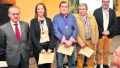 RECONOCIMIENTO. Carlos Pinilla y los ingenieros agrónomos distinguidos por el Colegio, María Isabel Sánchez, Juan Andrés García, Juan Carlos Hernández y Miguel Ángel Martínez.