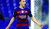 FELICIDAD. Munir celebra el primer tanto del Barcelona en el campo del Espanyol.