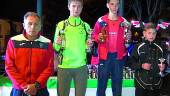 satisfechos. Podio de la carrera popular San Silvestre celebrada en Jódar. 
