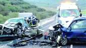 CARRETERA PELIGROSA. Accidente ocurrido en la N-432 a su paso por Alcalá, en una imagen de archivo.