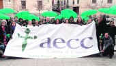 CONCENTRACIÓN. Miembros y simpatizantes de la AECC jiennense se manifiestan en la Plaza de Santa María.