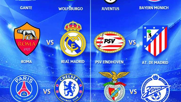 Arsenal-Barça, Roma-Madrid, y PSV-Atlético, en octavos de final