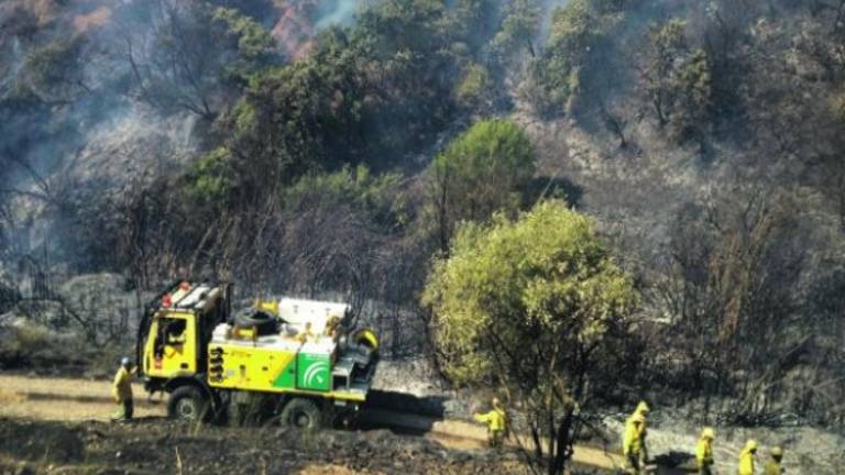 El Infoca saca la “artillería” para “matar” un fuego en Marmolejo