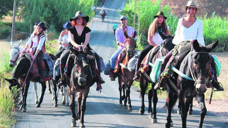 Multitudinaria congregación de caballistas en el camino
