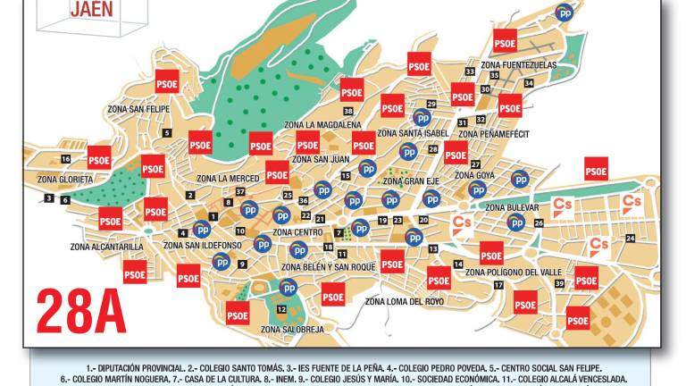 Los votos de la capital se pintan de rojo conforme se sale del centro