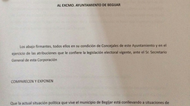 El PP de Begíjar presenta una moción de censura contra el actual alcalde socialista Andrés Gárate